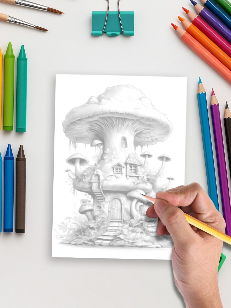 Mushroom Cottage Magic – 75 Whimsical House Pages - Image 5